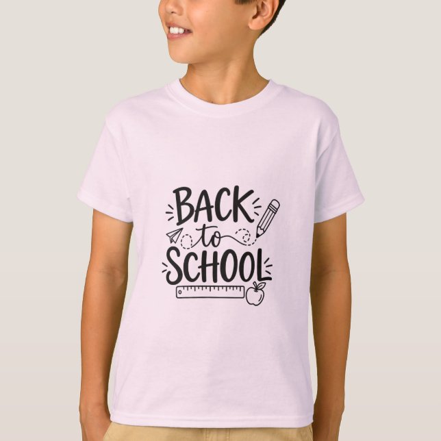 Camiseta De volta às compras mínimas da escola Lápis Régua (Frente)