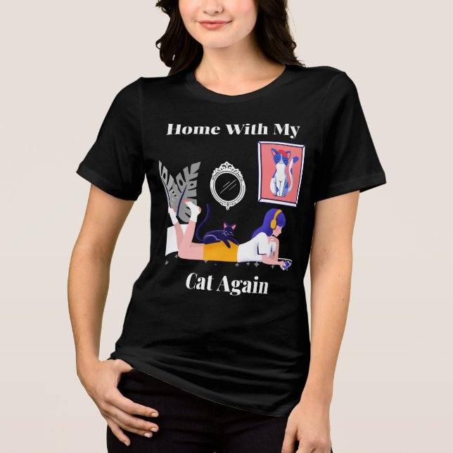 Camiseta De Volta para Casa com Meu Gato Novamente Amante d (Frente)