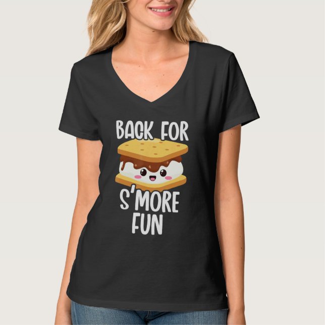Camiseta De Volta Para Diversão Smore Marshmallow Fogueira  (Frente)