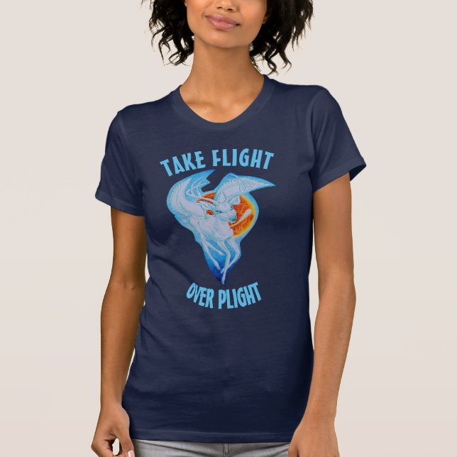 Camiseta de voo feminina. (Frente)