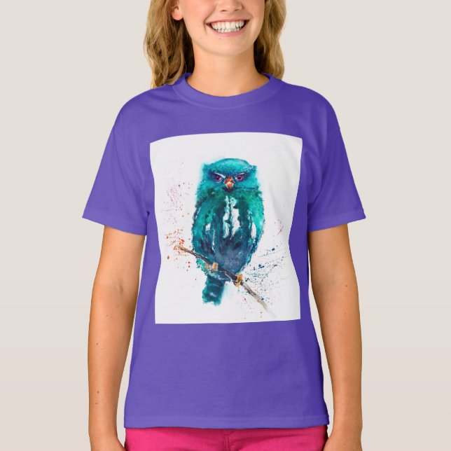 Camiseta de Watercolor Tribal Owl Girl (Frente)