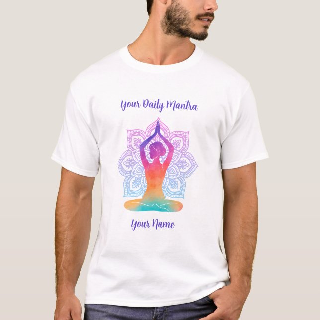 Camiseta de Yoga Personalizada com Nome e Mantra (Frente)