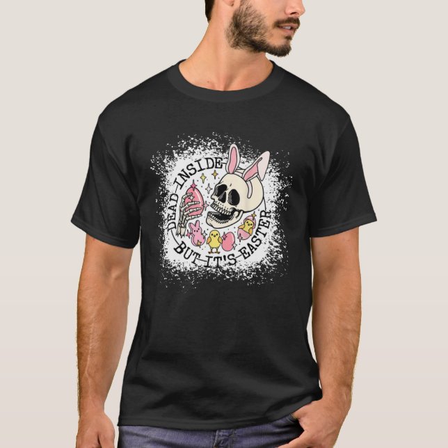 Camiseta Dead Inside But It s Easter Day  Bunny Skeleton Hu (Frente)