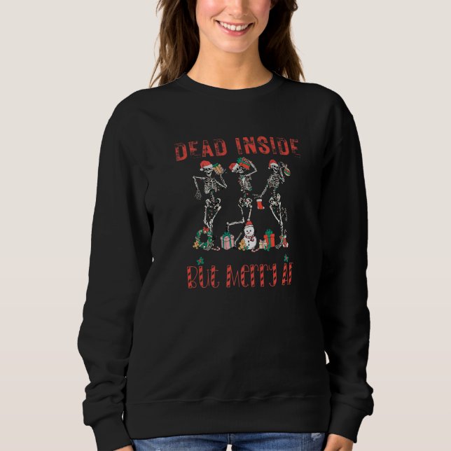 Camiseta Dead Inside but Merry AF  Dancing skeletons (Frente)