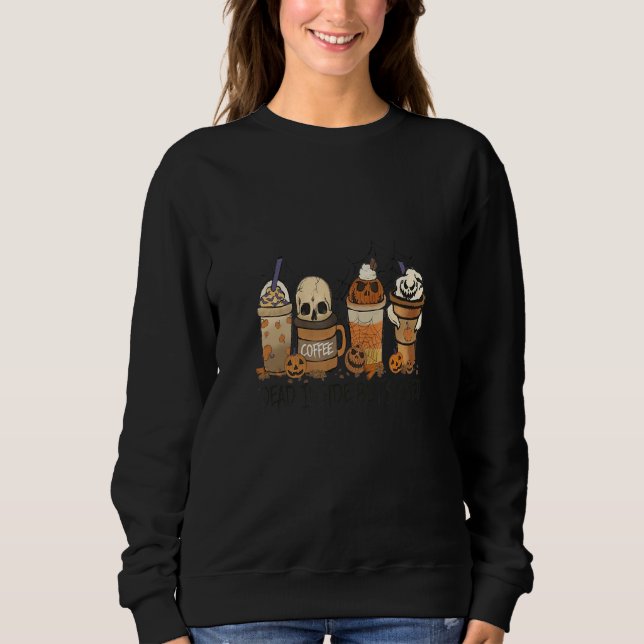 Camiseta Dead Inside But Spiced Skeleton Pumpkin Fall Coffe (Frente)