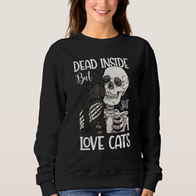 Camiseta Dead Inside But Still Love Black Cat  Skeleton (Frente)