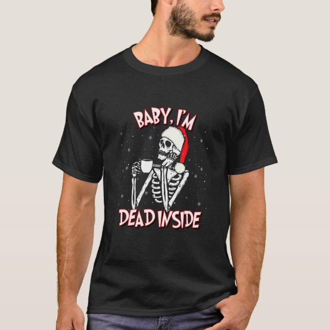 Camiseta Dead Inside Christmas Holiday Skeleton (Frente)