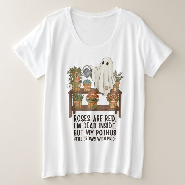 Camiseta Dead Inside - Funny Ghost Plant Lover (Frente do Design)