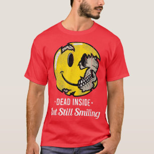 Camiseta Dead Inside Sad Smile Face Skeleton Vintage Hallow