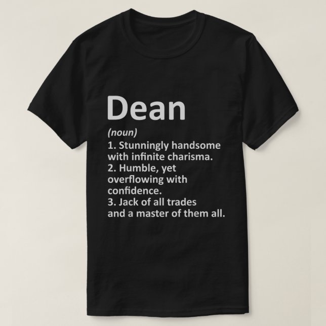 Camiseta DEAN Definição Nome Personalizado Funny Birthday G (Frente do Design)
