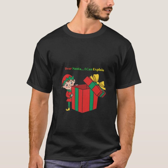 Camiseta Dear Santa… I Can Explain – Elf Trouble Tee (Frente)