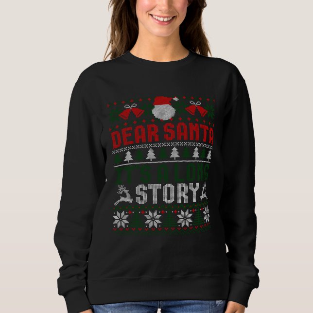Camiseta Dear Santa It s A Long Story Ugly Christmas Xmas S (Frente)