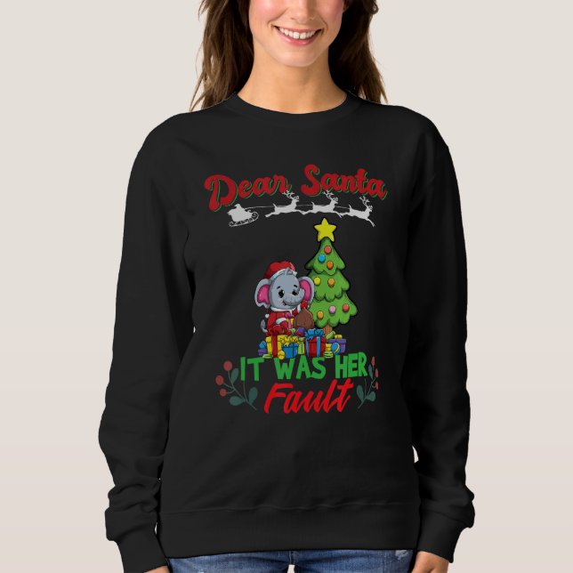 Camiseta Dear Santa It Was Her Fault Siblings Matching Xmas (Frente)