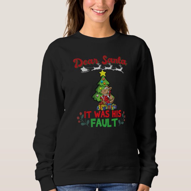 Camiseta Dear Santa It Was His Fault Siblings Matching Xmas (Frente)