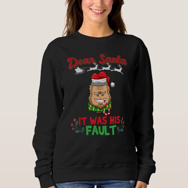 Camiseta Dear Santa It Was His Fault Siblings Matching Xmas (Frente)