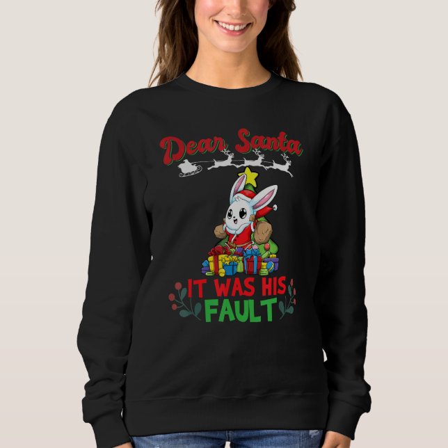 Camiseta Dear Santa It Was His Fault Siblings Matching Xmas (Frente)