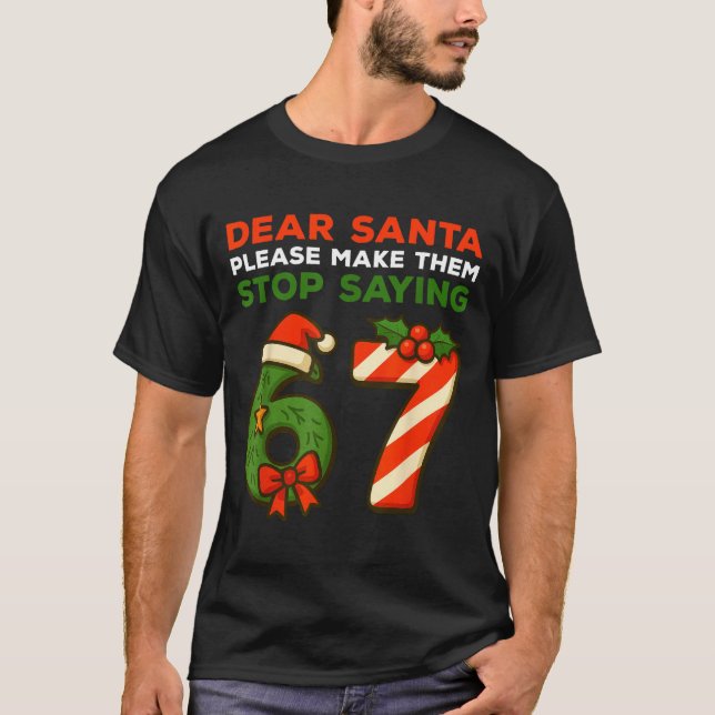 Camiseta Dear Santa Please Make Them Stop Saying 67 Funny C (Frente)