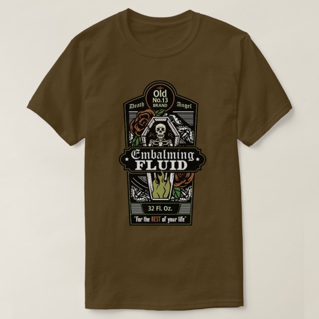 Camiseta Death Angel Embalming Fluid (Frente do Design)