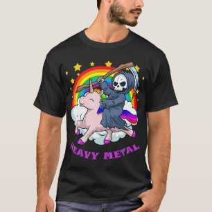 Camiseta Death Metal s Unicorn Grim Reaper Rainbow Heavy