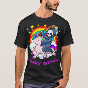 Camiseta Death Metal s Unicorn Grim Reaper Rainbow Heavy Me