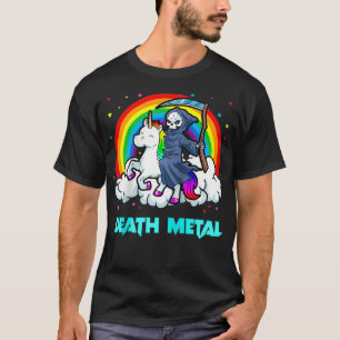 Camiseta Death Metal s Unicorn Rainbow Grim Reaper Heavy Me