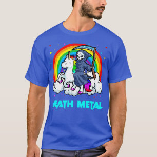 Camiseta Death Metal s Unicorn Rainbow Grim Reaper Heavy Me