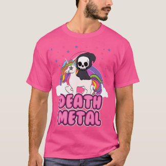 Camiseta Death Metal - Unicorn Grim Reaper Rainbow Heavy Me