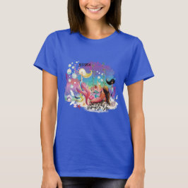 Camiseta Debaixo do Mar Sereia Oceano Roxo Turquesa