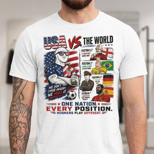 Camiseta Debate Divertido de Futebol, EUA vs O Mundo