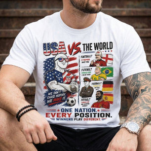 Camiseta Debate Divertido de Futebol, EUA vs O Mundo