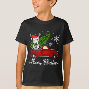 Camiseta Decado de Natal de Touro Terrier Cachorro Cavalgan