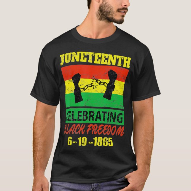 Camiseta Décima Junho celebrando a liberdade negra bandeira (Frente)