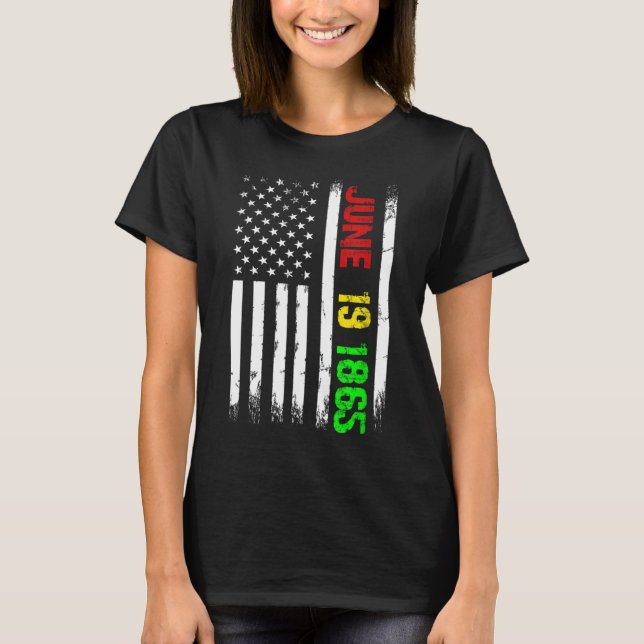 Camiseta Décima Junta Bandeira junho 19 1865 História negra (Frente)