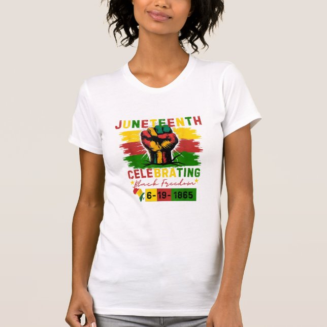 Camiseta Décima Junta Celebrando a Liberdade Negra História (Frente)