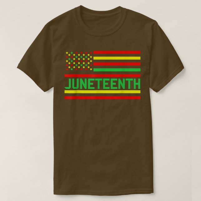 Camiseta Décima Junta EUA Bandeira Negro Dia Histórico Libe (Frente do Design)