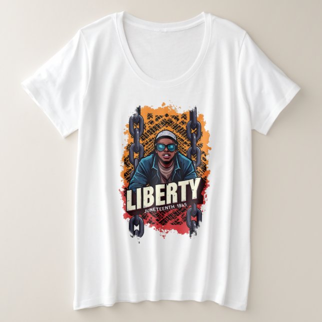 Camiseta Décima Junta "LIBERDADE" sobre cadeias quebradas a (Frente do Design)