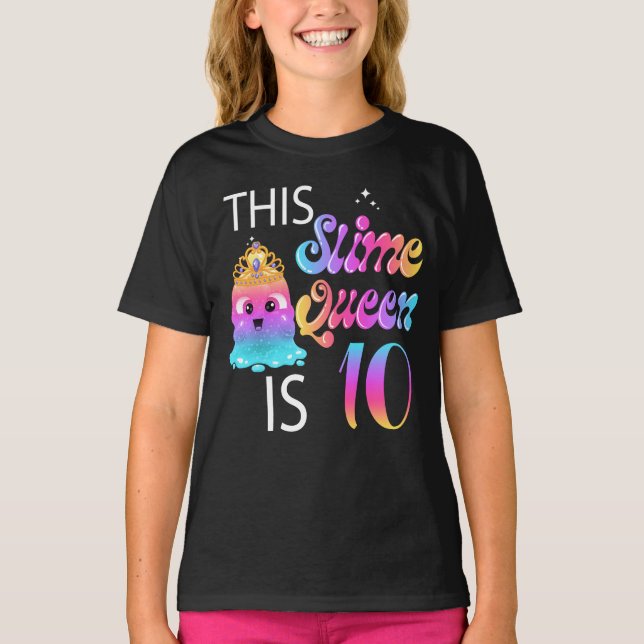 Camiseta Décima Rainha de Aniversário do Slime presentes pa (Frente)