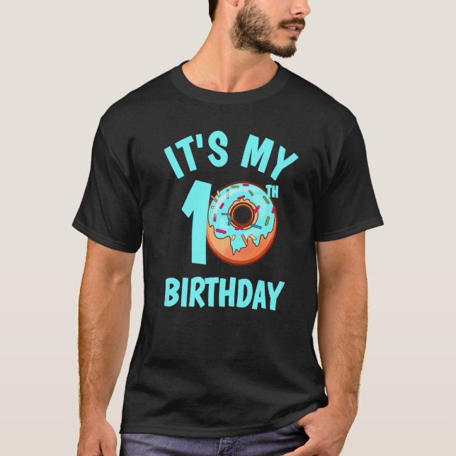 Camiseta Décima Rosquinha de aniversário com aspersores Díg (Frente)