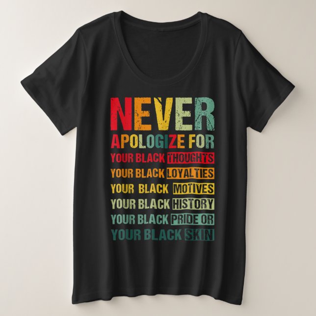 Camiseta Décima Sétima Orgulho Negro Nunca Desculpas P (Frente do Design)