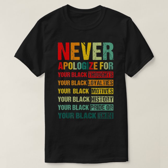 Camiseta Décima Sétima Orgulho Negro Nunca Desculpas P (Frente do Design)