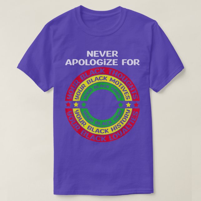 Camiseta Décima Sétima Orgulho Negro Nunca Desculpas P (Frente do Design)