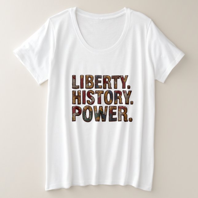 Camiseta Décima Sétima Padrão tecido Africano "Liberdade. H (Frente do Design)
