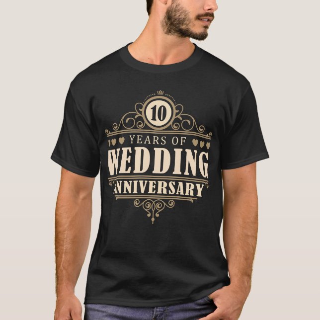 Camiseta Décimo aniversário de Casamento (Marido) (Frente)