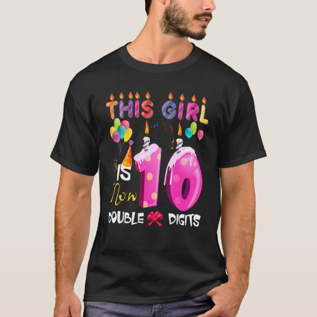 Camiseta Décimo aniversário Dígitos duplos de menina de 10  (Frente)