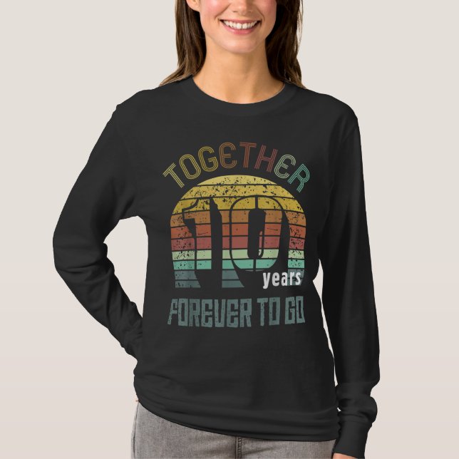 Camiseta Décimo Anos De Presentes De Aniversário De Casamen (Frente)