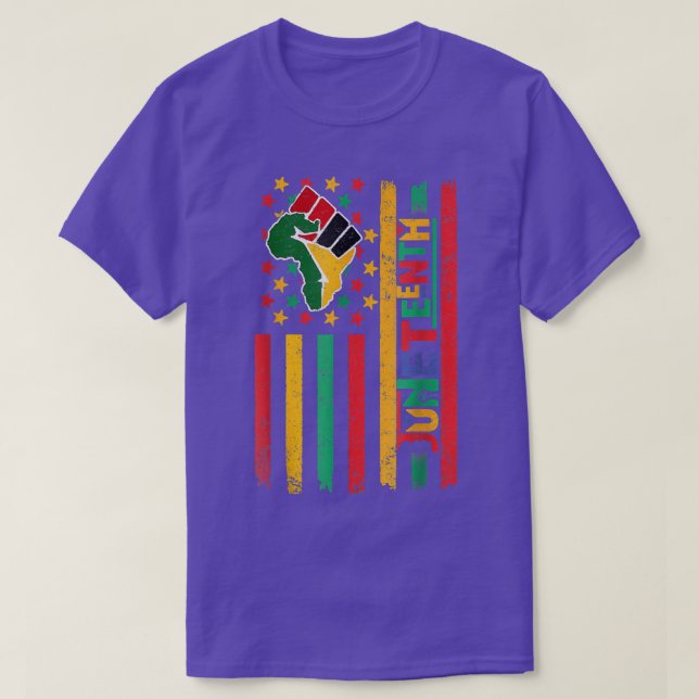 Camiseta Décimo Junto EUA Bandeira Black History Day Afro A (Frente do Design)