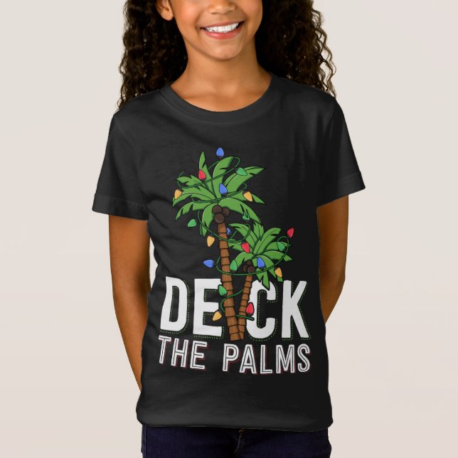 Camiseta Deck A Palm Tree Acende A Família Tropical Havaian (Frente)