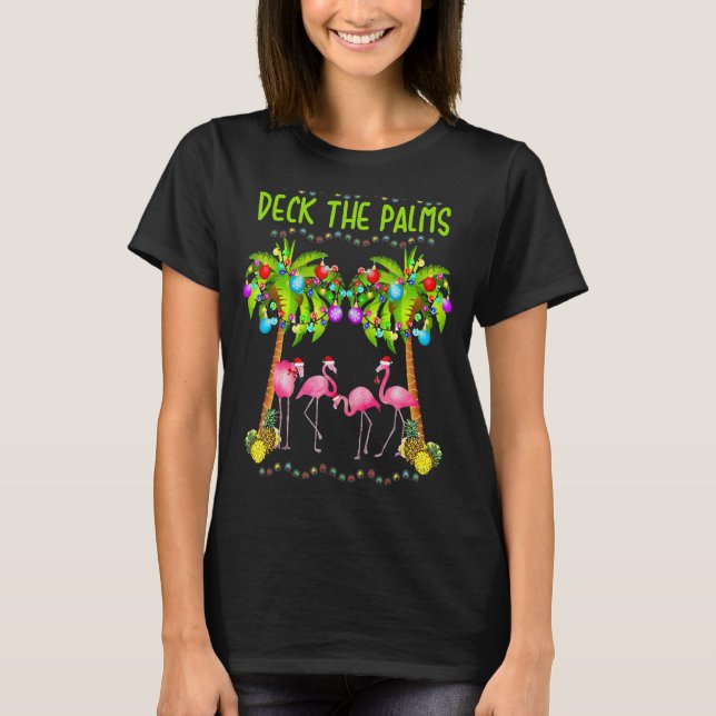 Camiseta Deck Feliz Palms Flamingo Natal 1 (Frente)