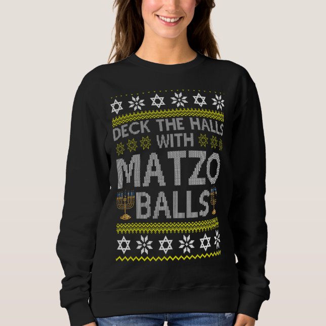 Camiseta Deck Halls Com Matzo Balls Chanukkah Ugly Han (Frente)