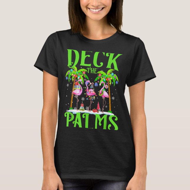 Camiseta Deck The Palms Flamingo Trocal Christmas Lights Pa (Frente)